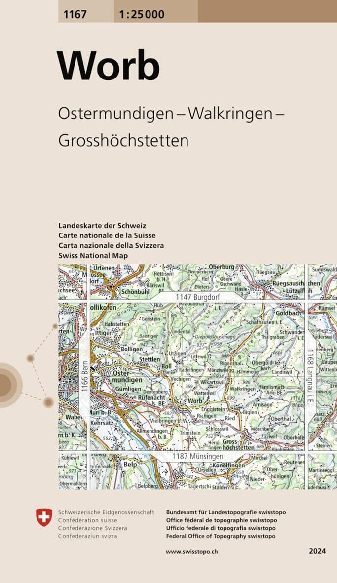 1167 Worb: Ostermundigen - Walkringen - Grosshöchstetten (Landeskarte 1:25 000, Band 1167) Leisure, Home & Garden