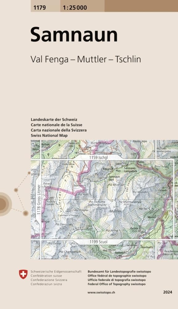 1179 Samnaun: Val Fenga - Muttler - Tschlin (Landeskarte 1:25 000, Band 1179) Leisure, Home & Garden