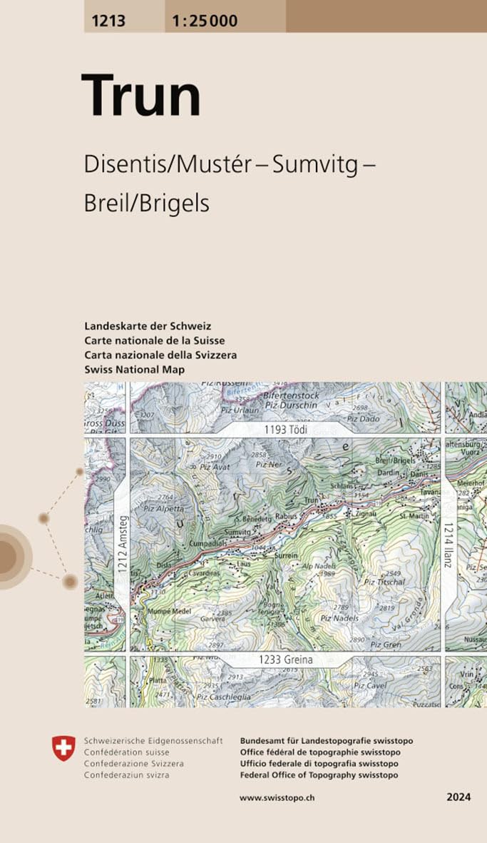 1213 Trun: Disentis/Mustér - Sumvitg - Breil/Brigels (Landeskarte 1:25 000, Band 1213) Leisure, Home & Garden