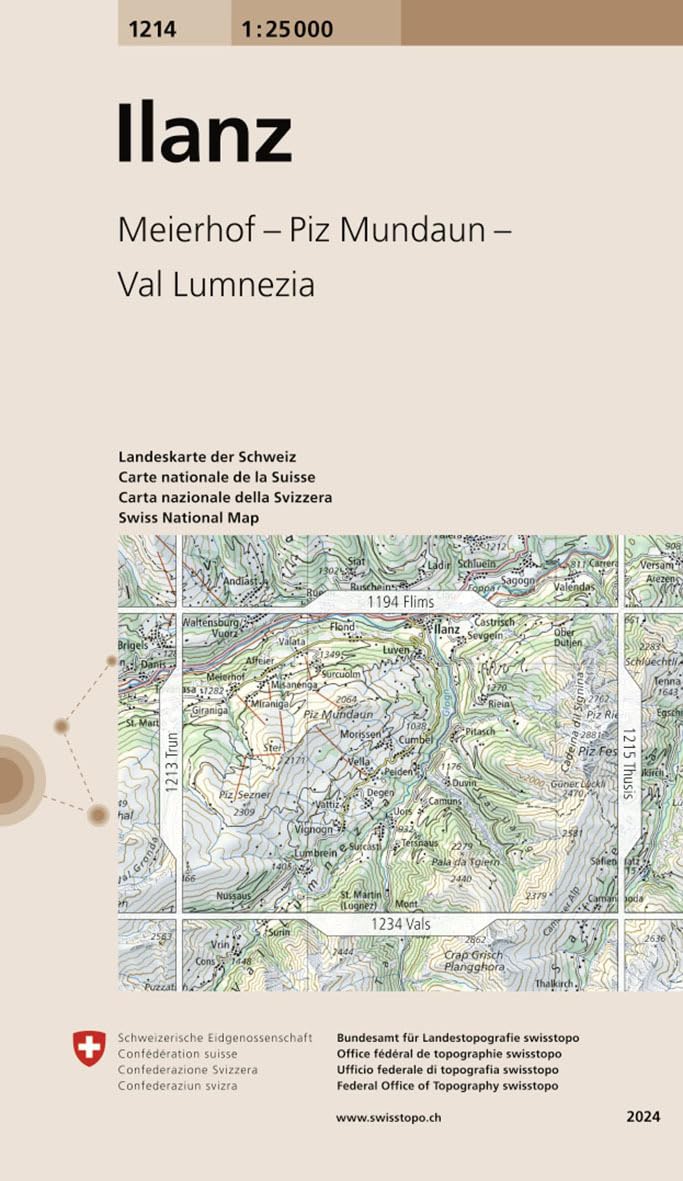 1214 Ilanz: Meierhof - Piz Mundaun - Val Lumnezia (Landeskarte 1:25 000, Band 1214) Leisure, Home & Garden