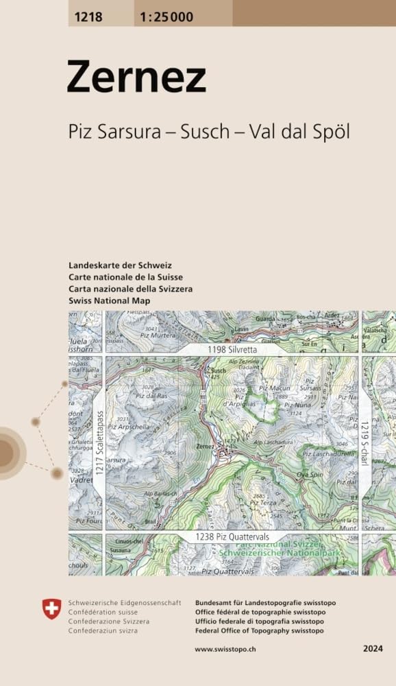 1218 Zernez: Piz Sarsura - Susch - Val dal Spöl (Landeskarte 1:25 000, Band 1218) Leisure, Home & Garden