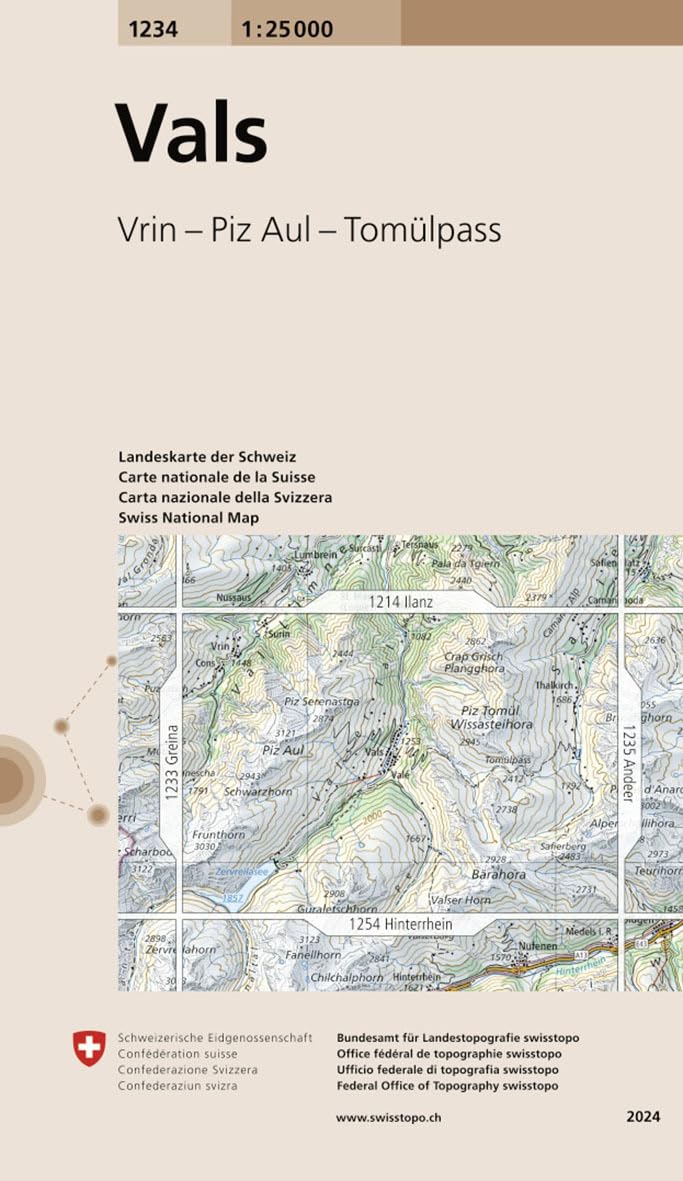 1234 Vals: Vrin - Piz Aul - Tomülpass (Landeskarte 1:25 000, Band 1234) Leisure, Home & Garden