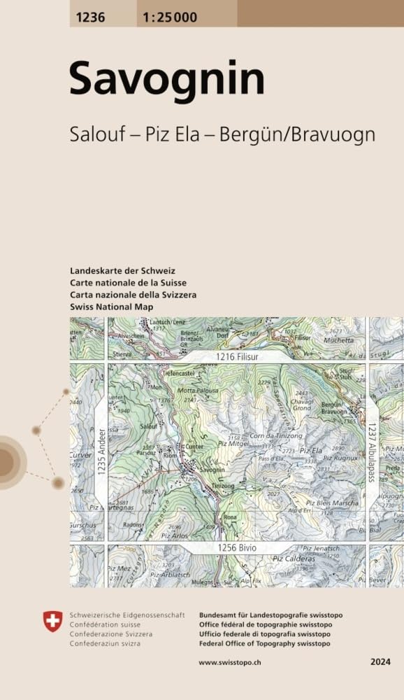 1236 Savognin: Salouf - Piz Ela - Bergün/Bravuogn (Landeskarte 1:25 000, Band 1236) Leisure, Home & Garden