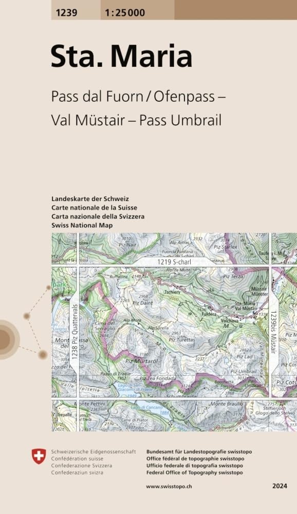 1239 Sta. Maria: Pass dal Fuorn/Ofenpass - Val Müstair - Pass Umbrail (Landeskarte 1:25 000, Band 1239) Leisure, Home & Garden