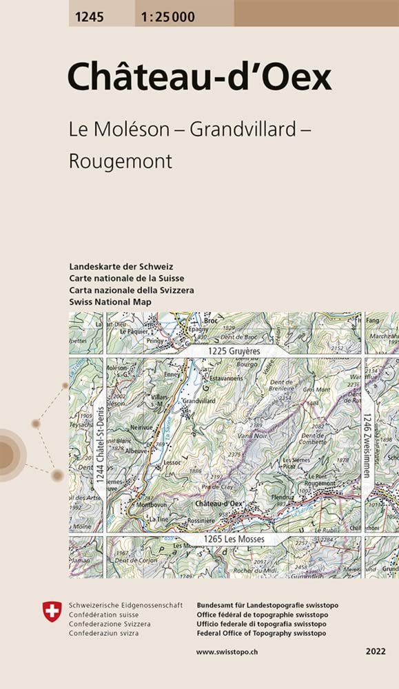 1245 Château-d'Oex: Le Moléson - Grandvillard - Rougemont (Landeskarte 1:25 000, Band 1245) Leisure, Home & Garden