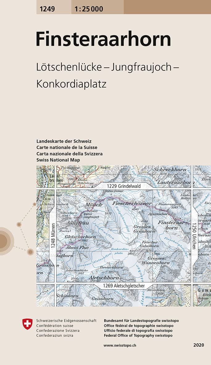 Swisstopo 1 : 25 000 Finsteraarhorn Leisure, Home & Garden
