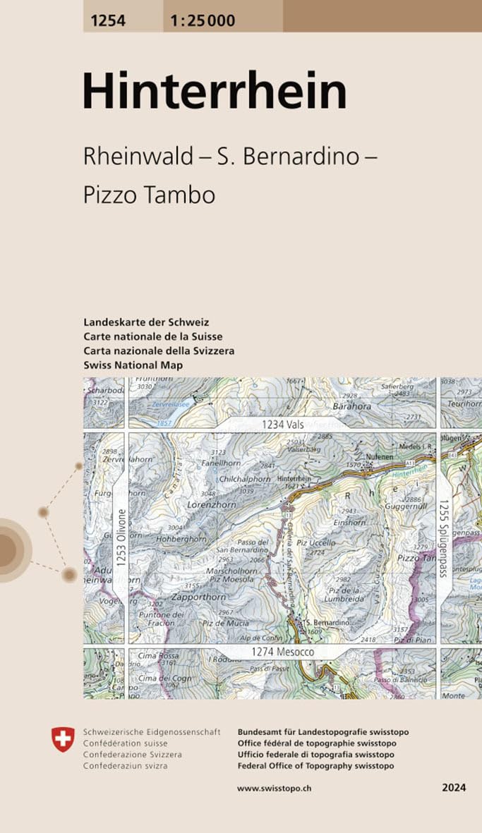 1254 Hinterrhein: Rheinwald - S. Bernardino - Pizzo Tambo (Landeskarte 1:25 000, Band 1254) Leisure, Home & Garden