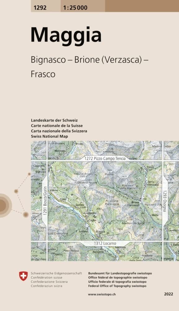 1292 Maggia: Bignasco - Brione (Verzasca) - Frasco (Landeskarte 1:25 000, Band 1292) Leisure, Home & Garden
