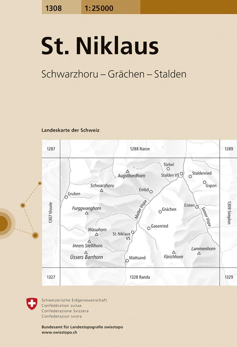 1308 St. Niklaus: Schwarzhoru - Grächen - Stalden (Landeskarte 1:25 000, Band 1308) Leisure, Home & Garden