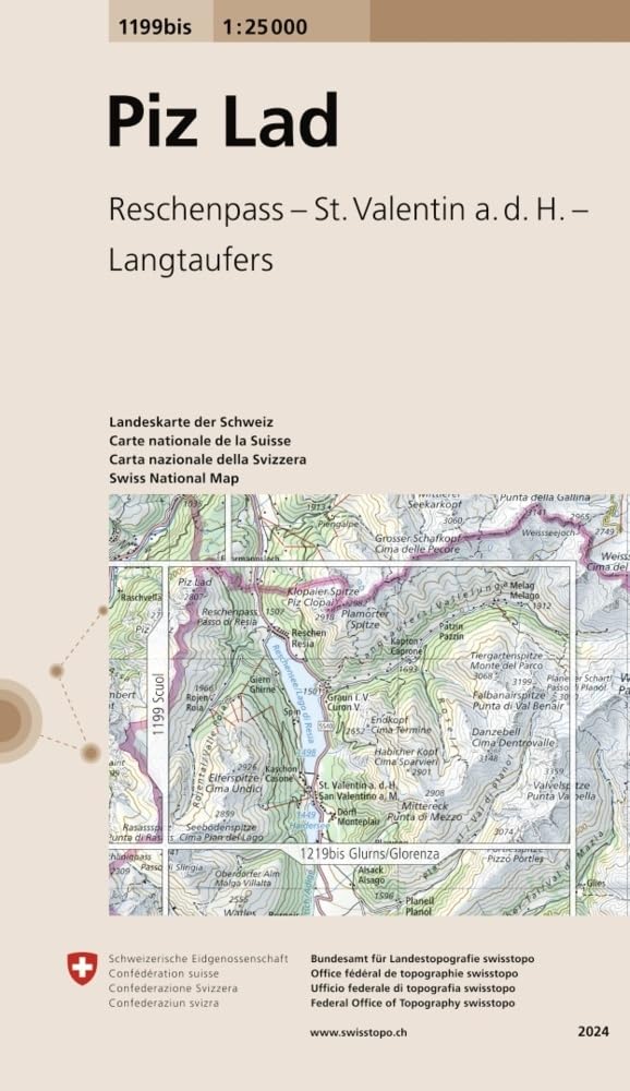 1199bis Piz Lad: Reschenpass - St. Valentin a.d.H. - Langtaufers (Landeskarte 1:25 000) Leisure, Home & Garden