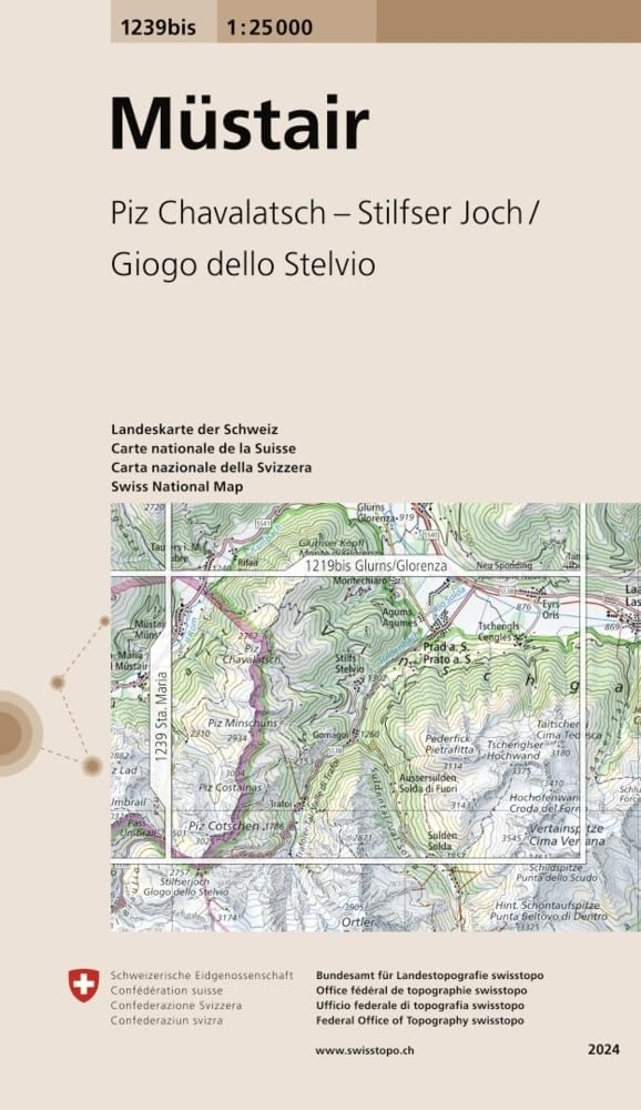1239bis Müstair: Piz Chavalatsch - Stilfser Joch/Giogo dello Stelvio (Landeskarte 1:25 000) Leisure, Home & Garden