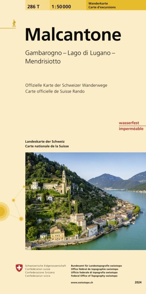 286T Malcantone Wanderkarte: Gambarogno - Lago di Lugano - Mendrisiotto: Gambarogno - Lago di Lugano - Mendrisiotto. Carta escursionistica ufficiale della FSS (Wanderkarten 1:50 000) Leisure, Home & Garden