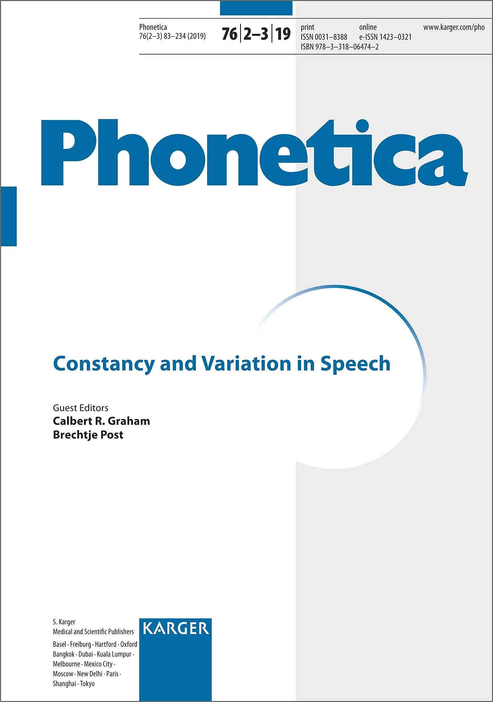 Constancy and Variation in Speech: Special Topic Issue: Phonetica 2019, Vol. 76, No. 2-3 Medicine