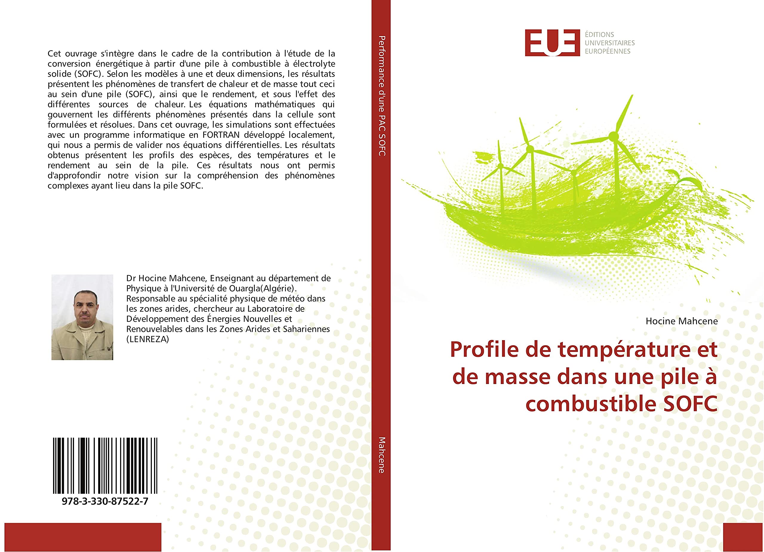 Profile de température et de masse dans une pile à combustible SOFC book