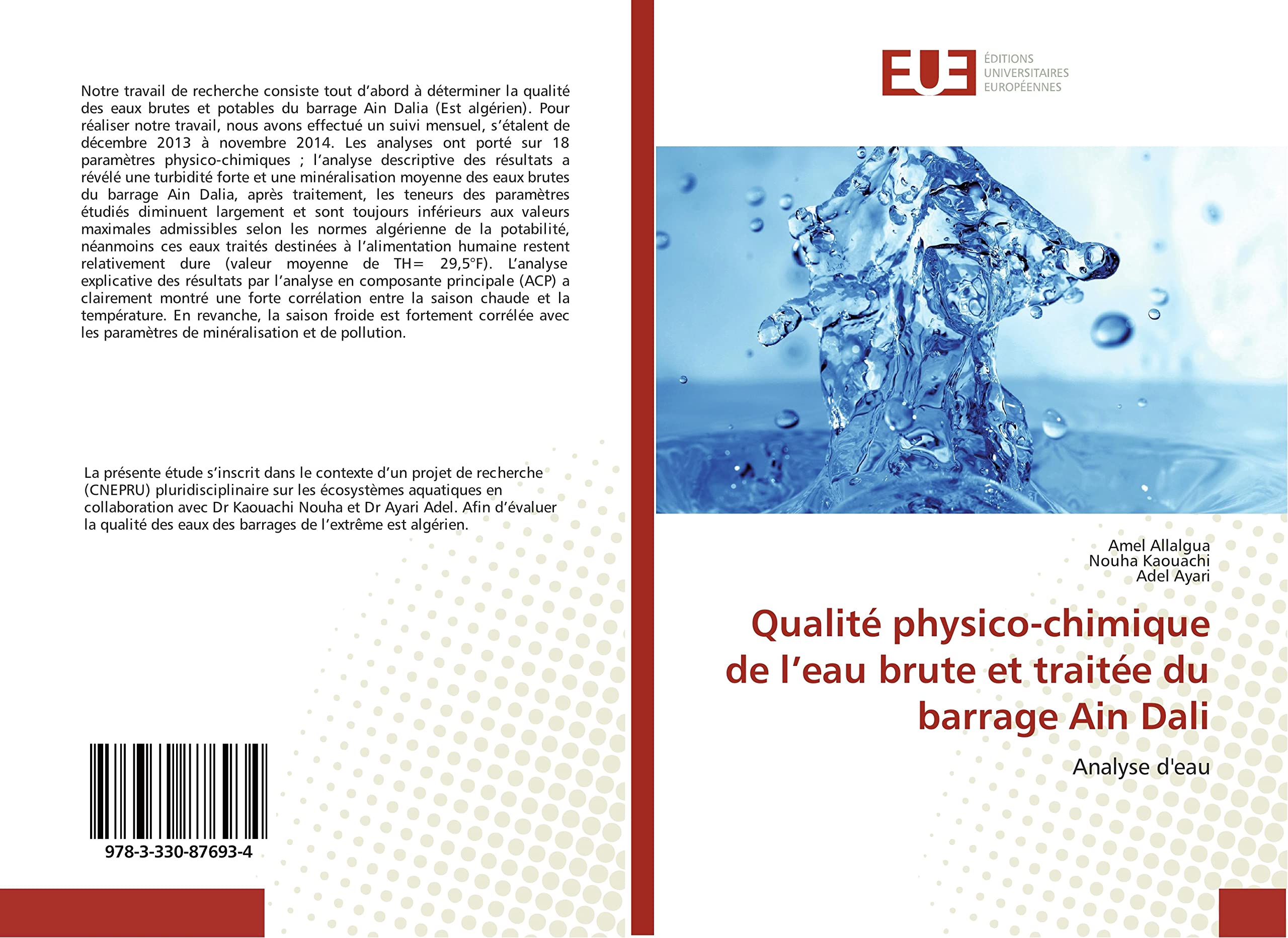 Qualité physico-chimique de l’eau brute et traitée du barrage Ain Dali: Analyse d'eau book