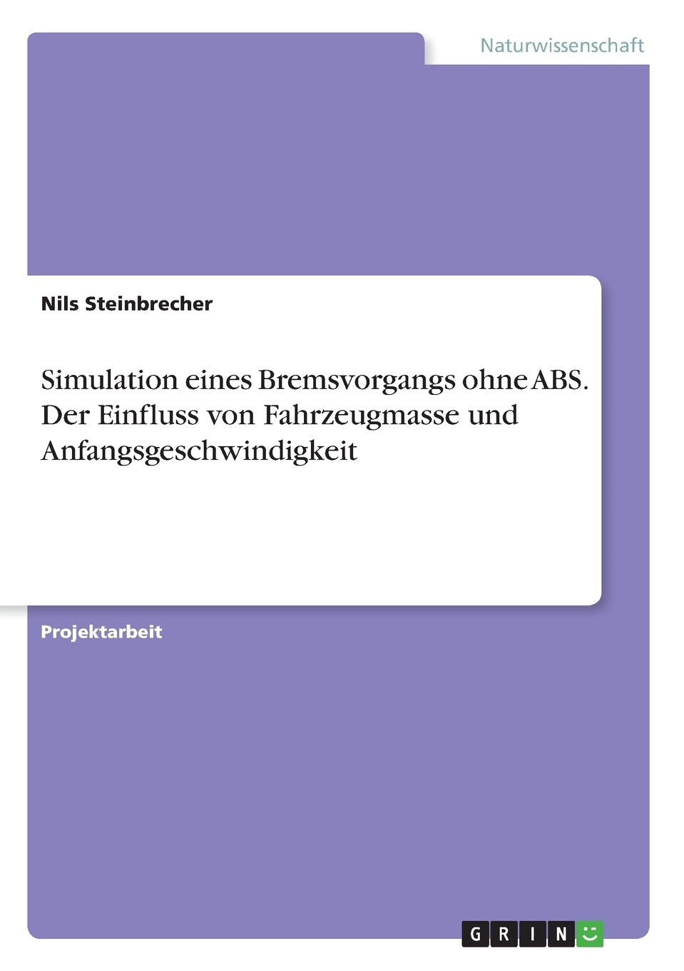Simulation eines Bremsvorgangs ohne ABS. Der Einfluss von Fahrzeugmasse und Anfangsgeschwindigkeit book