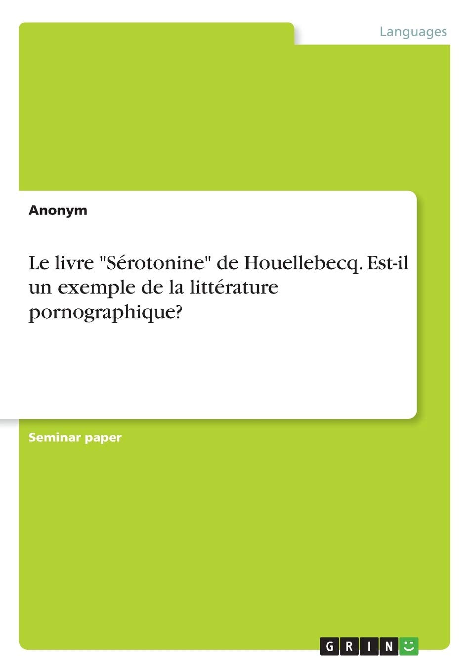 Le livre "Sérotonine" de Houellebecq. Est-il un exemple de la littérature pornographique? Books