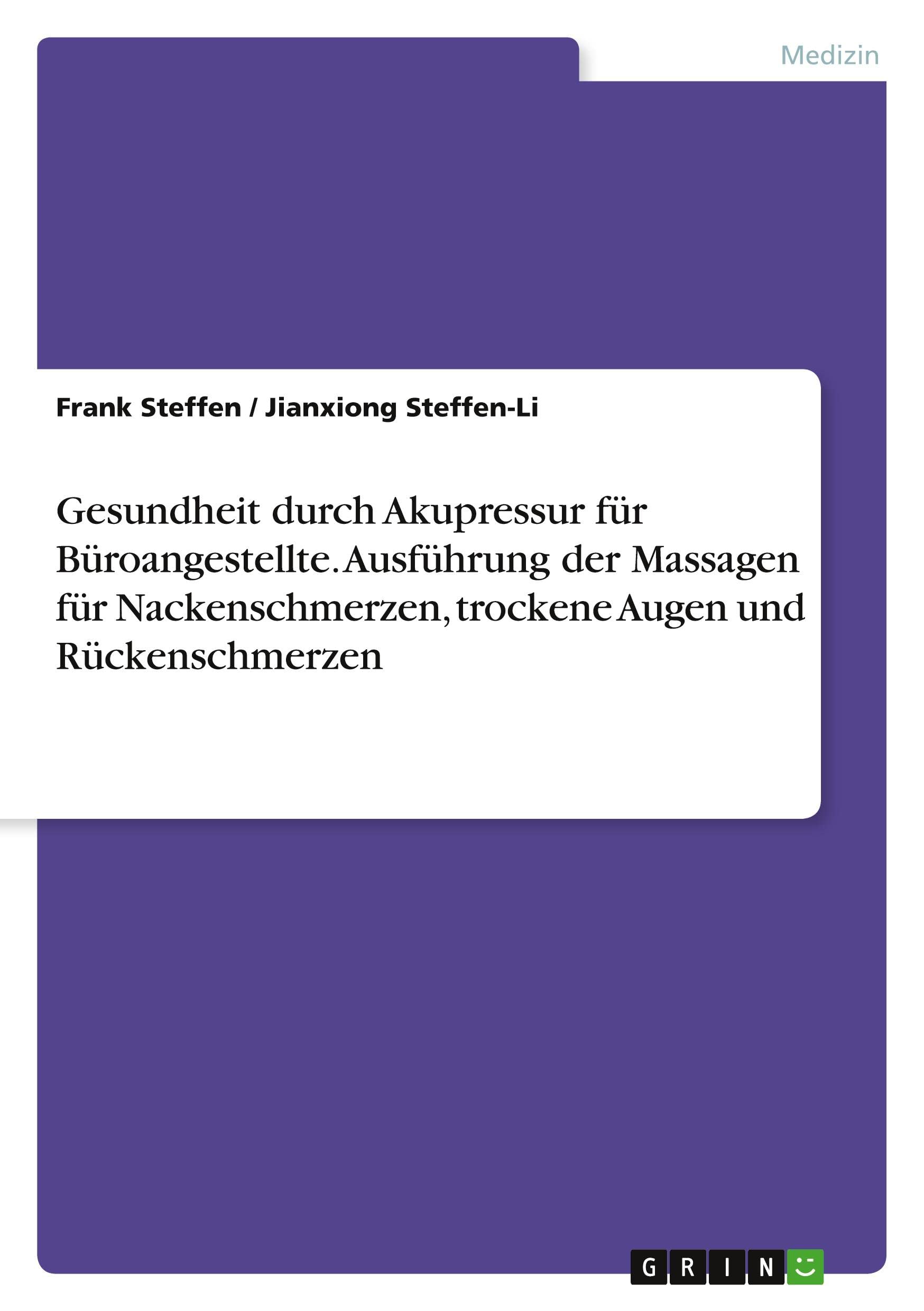 Gesundheit durch Akupressur für Büroangestellte. Ausführung der Massagen für Nackenschmerzen, trockene Augen und Rückenschmerzen Medicine