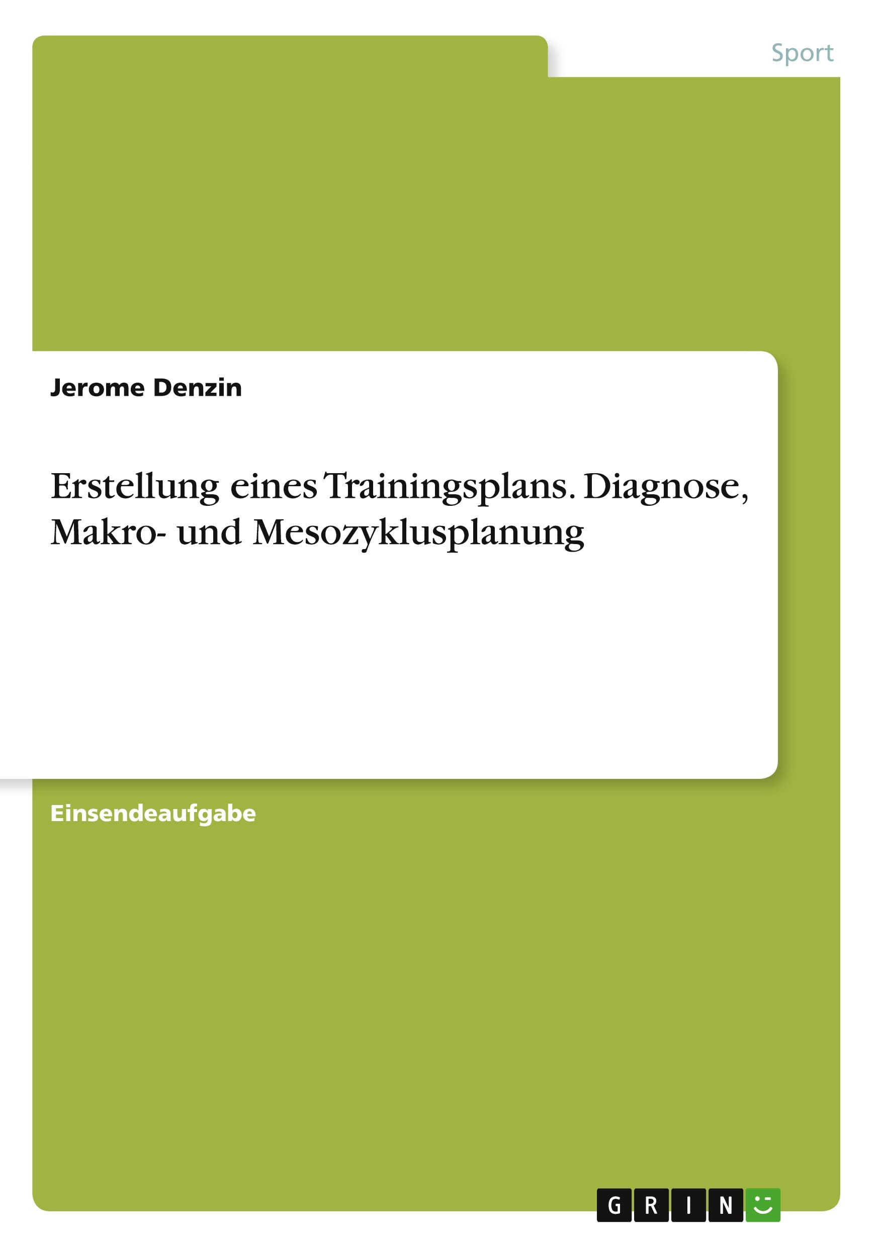 Erstellung eines Trainingsplans. Diagnose, Makro- und Mesozyklusplanung Leisure & Fun