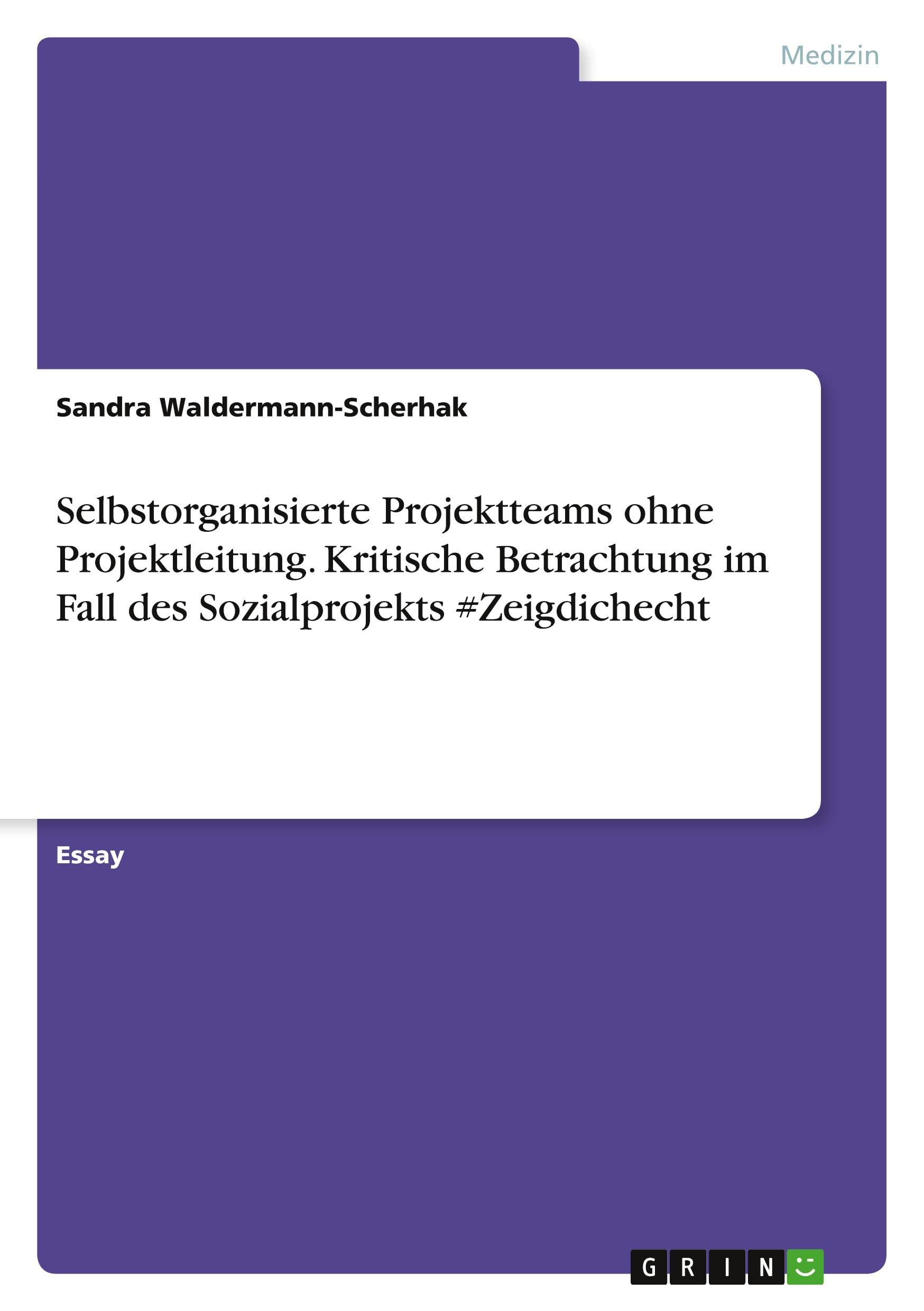 Selbstorganisierte Projektteams ohne Projektleitung. Kritische Betrachtung im Fall des Sozialprojekts #Zeigdichecht Medicine