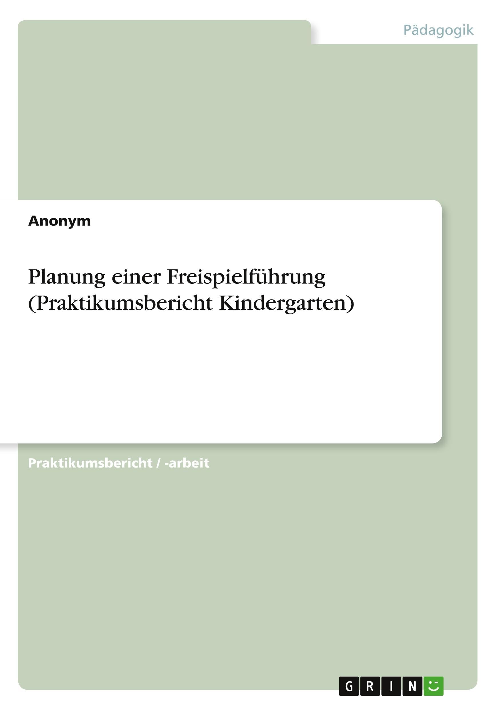 Product Image: Planung einer Freispielführung (Praktikumsbericht Kindergarten)