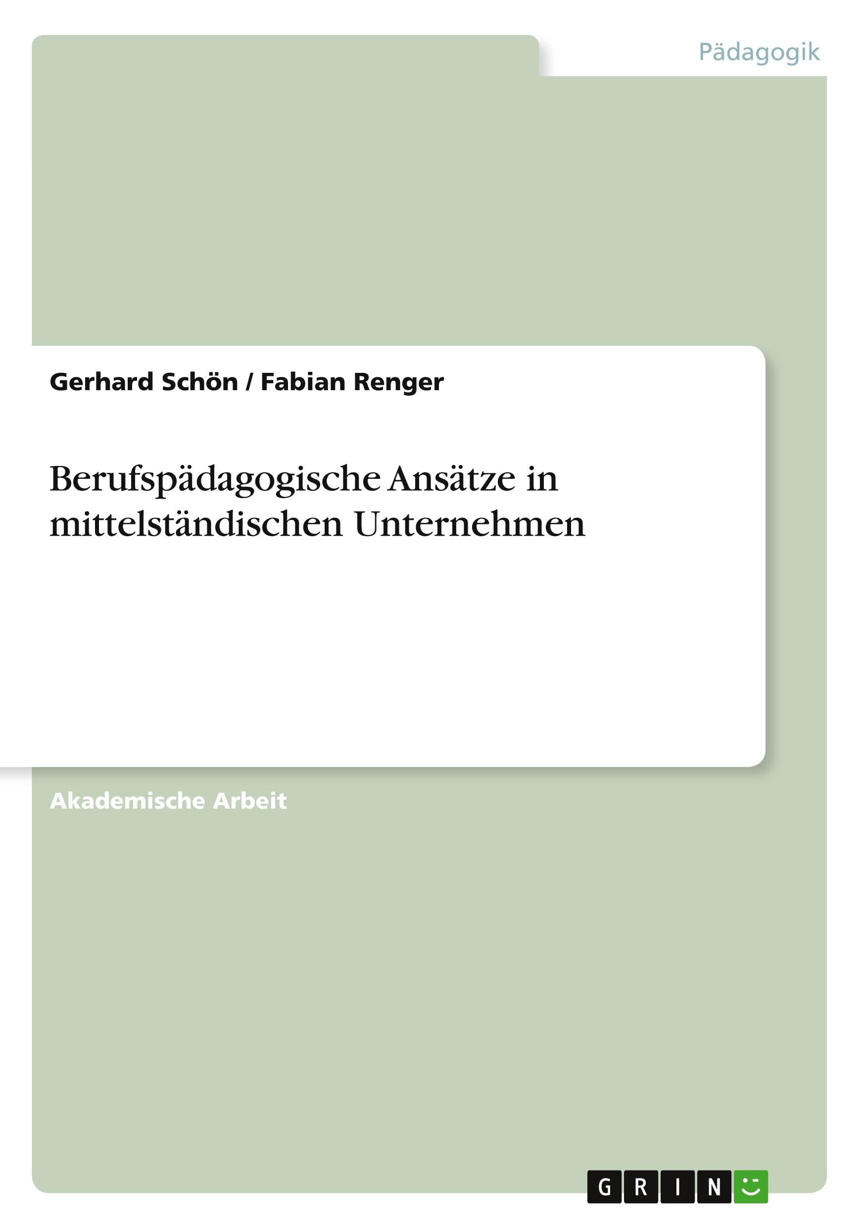 Berufspädagogische Ansätze in mittelständischen Unternehmen Books