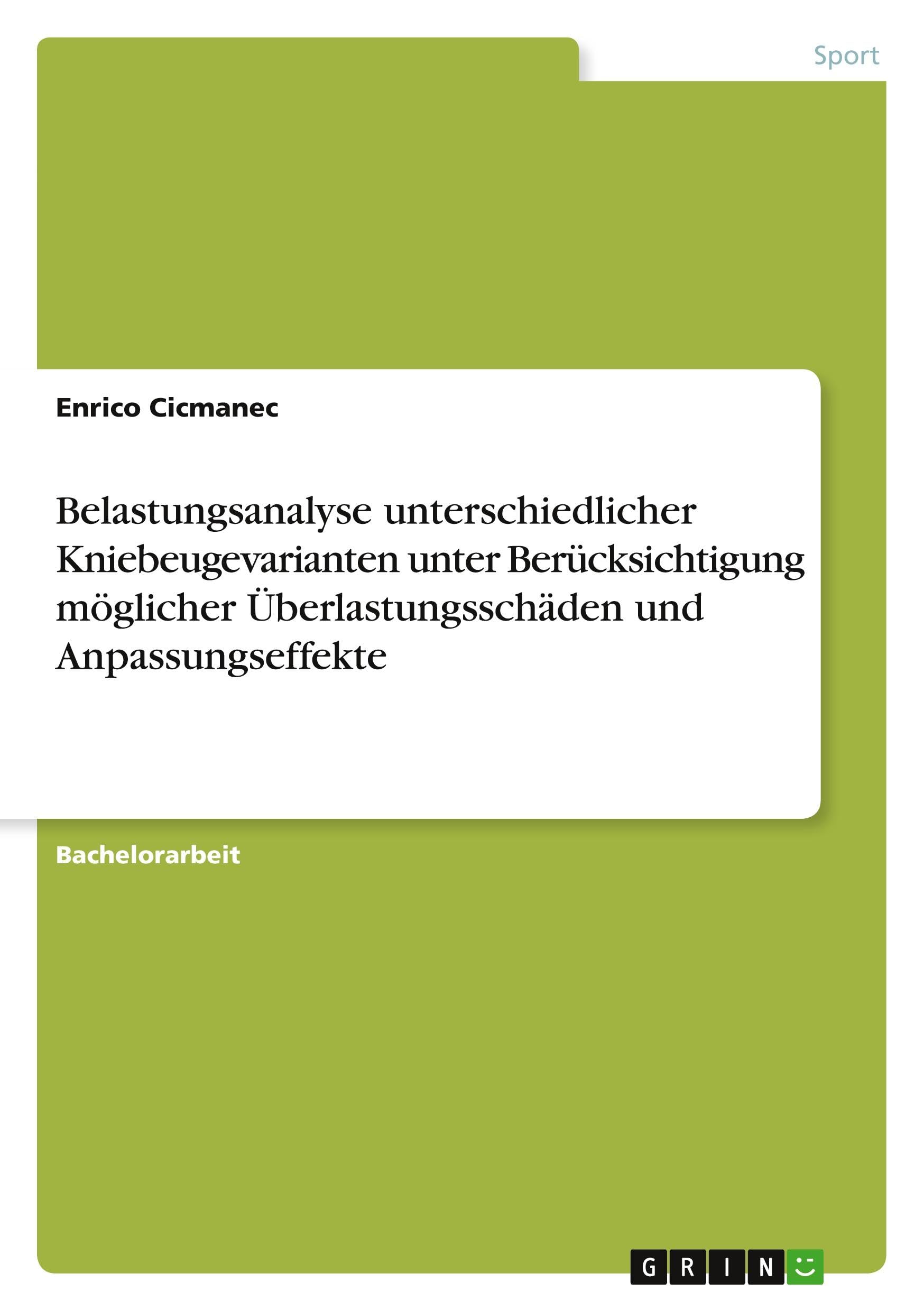 Belastungsanalyse unterschiedlicher Kniebeugevarianten unter Berücksichtigung möglicher Überlastungsschäden und Anpassungseffekte Reference Books