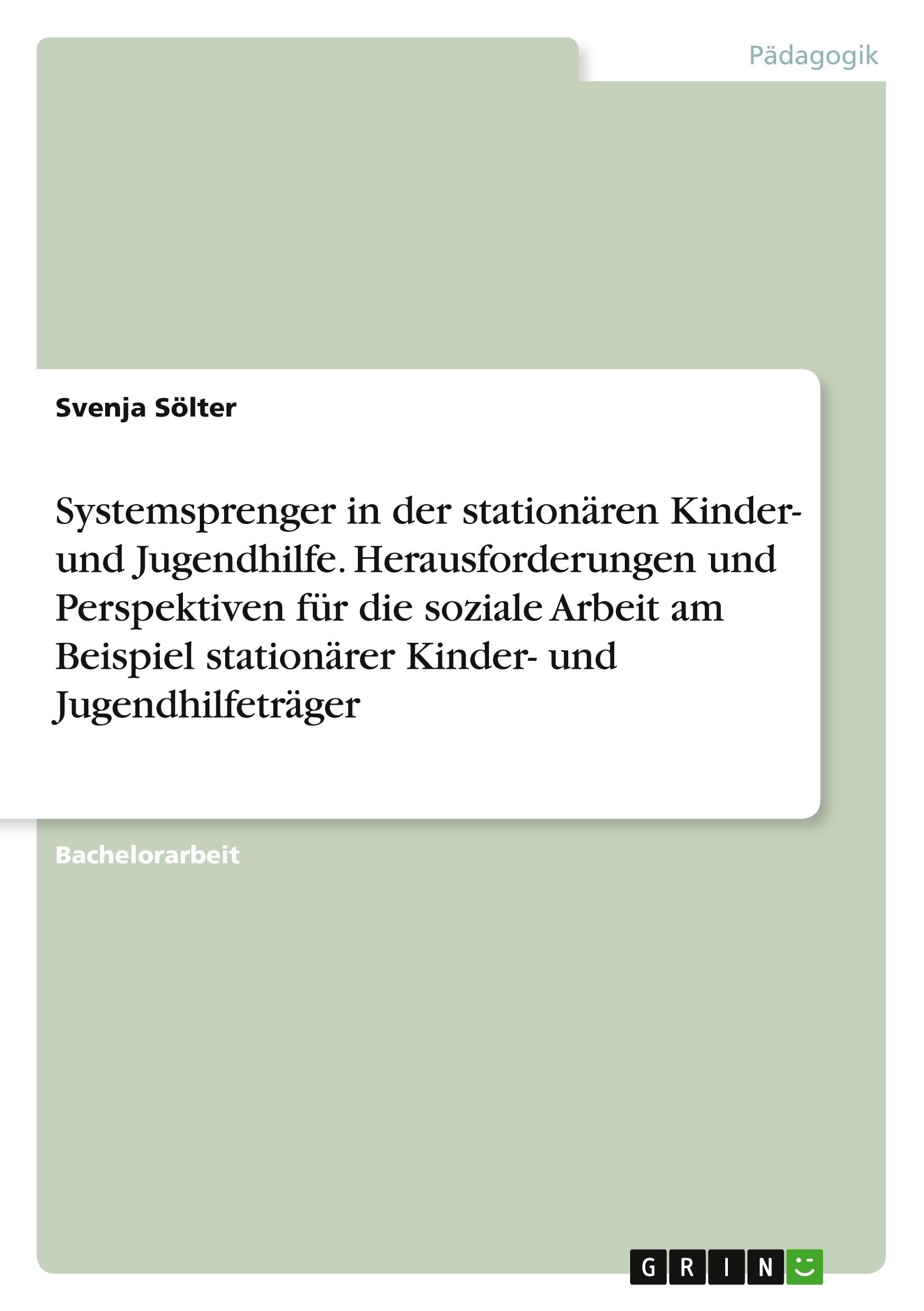 Systemsprenger in der stationären Kinder- und Jugendhilfe. Herausforderungen und Perspektiven für die soziale Arbeit am Beispiel stationärer Kinder- und Jugendhilfeträger Books