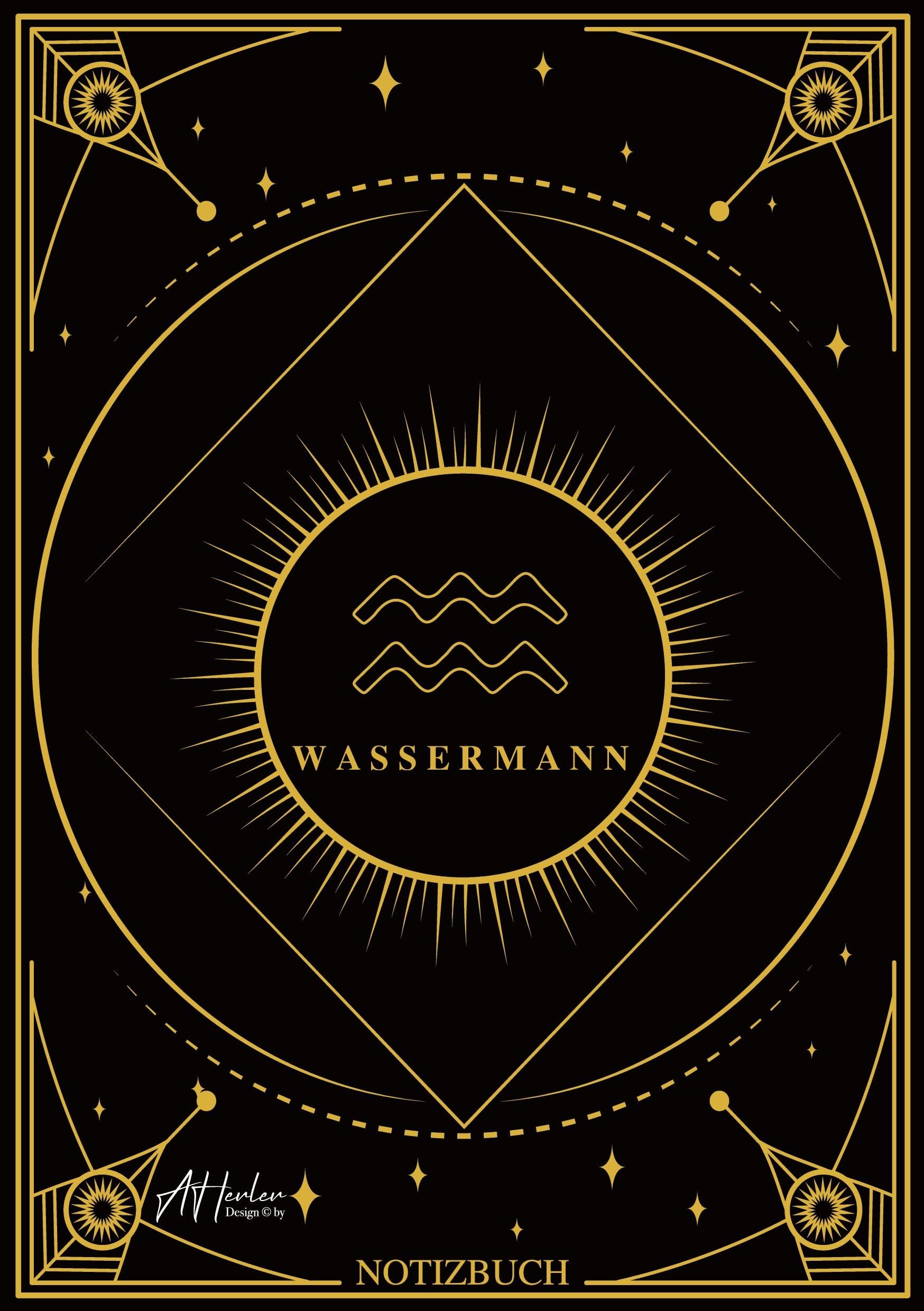 Edles Notizbuch Sternzeichen Wassermann | Designed by Alfred Herler: Liniertes Notizbuch mit 150 Seiten in edlem Sternzeichen-Design zum ... Notizen, persönlichen Gedanken und Ideen Religion & Esotericism