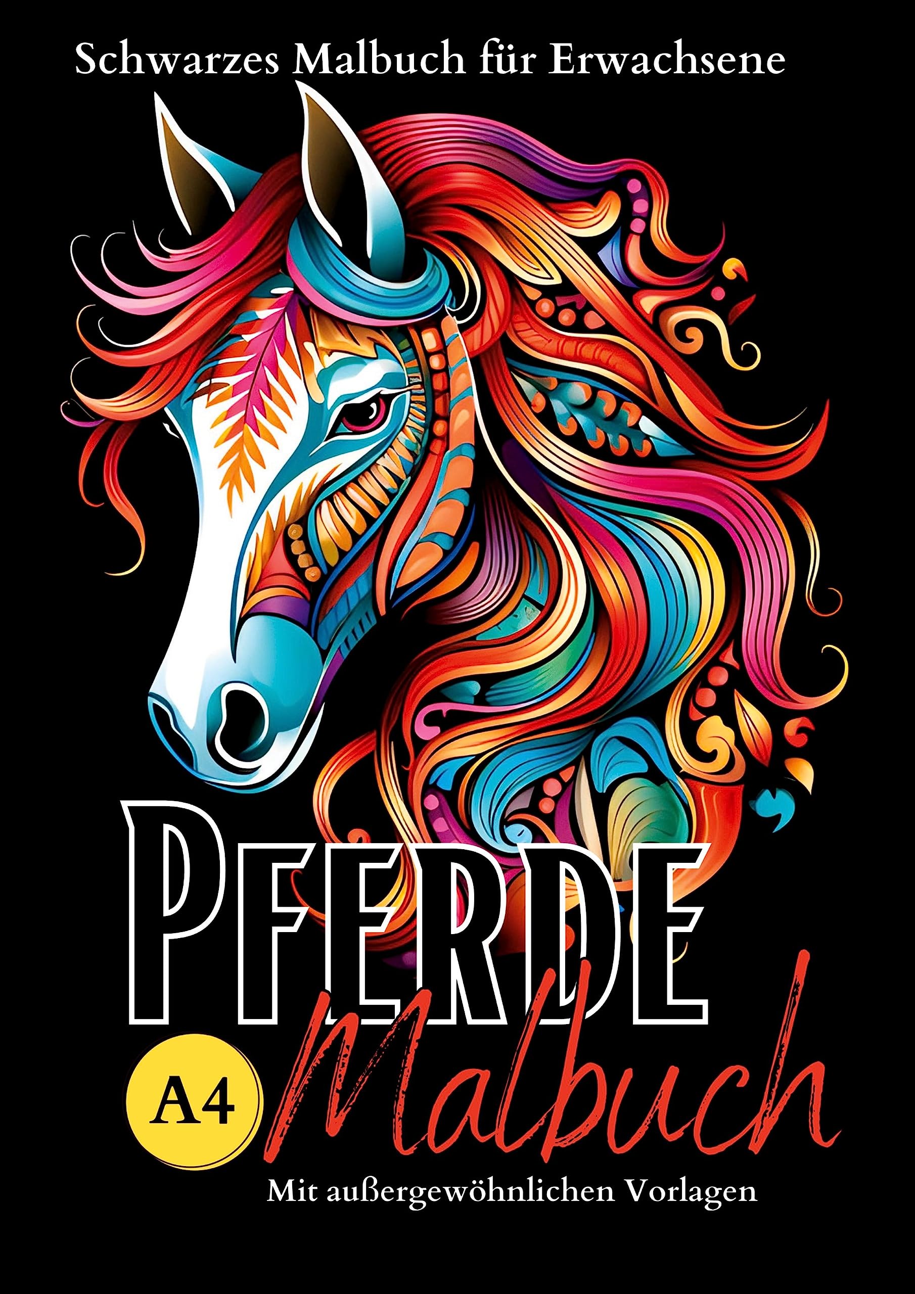 Schwarzes "Pferde Malbuch für Erwachsene". Hobbies & Crafts