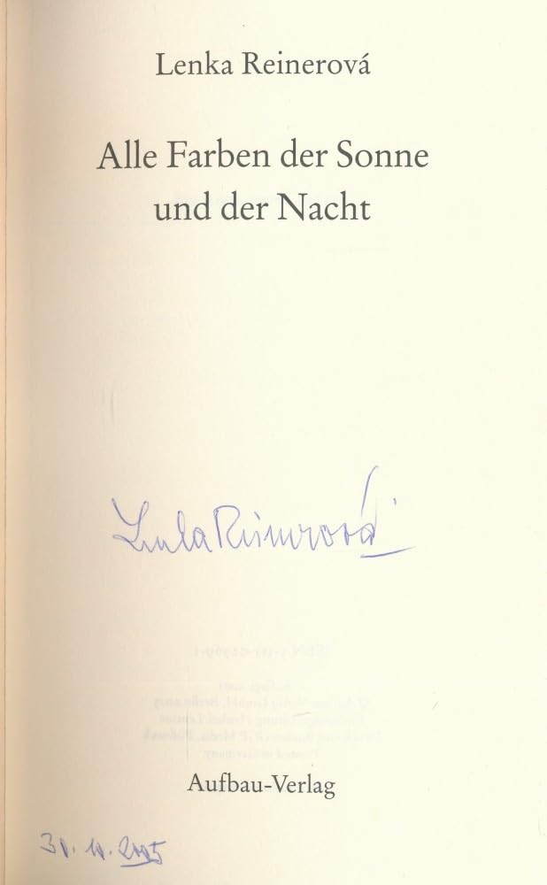 Alle Farben der Sonne und der Nacht Contemporary literature