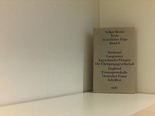 Texte in zeitlicher Folge, Bd.8, Rimbaud; Ein Psalm der Aktualität; Langsamer knirschender Morgen . . . Fiction