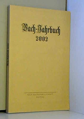 Bach-Jahrbuch. 88. Jahrgang 2002 Sheet Music