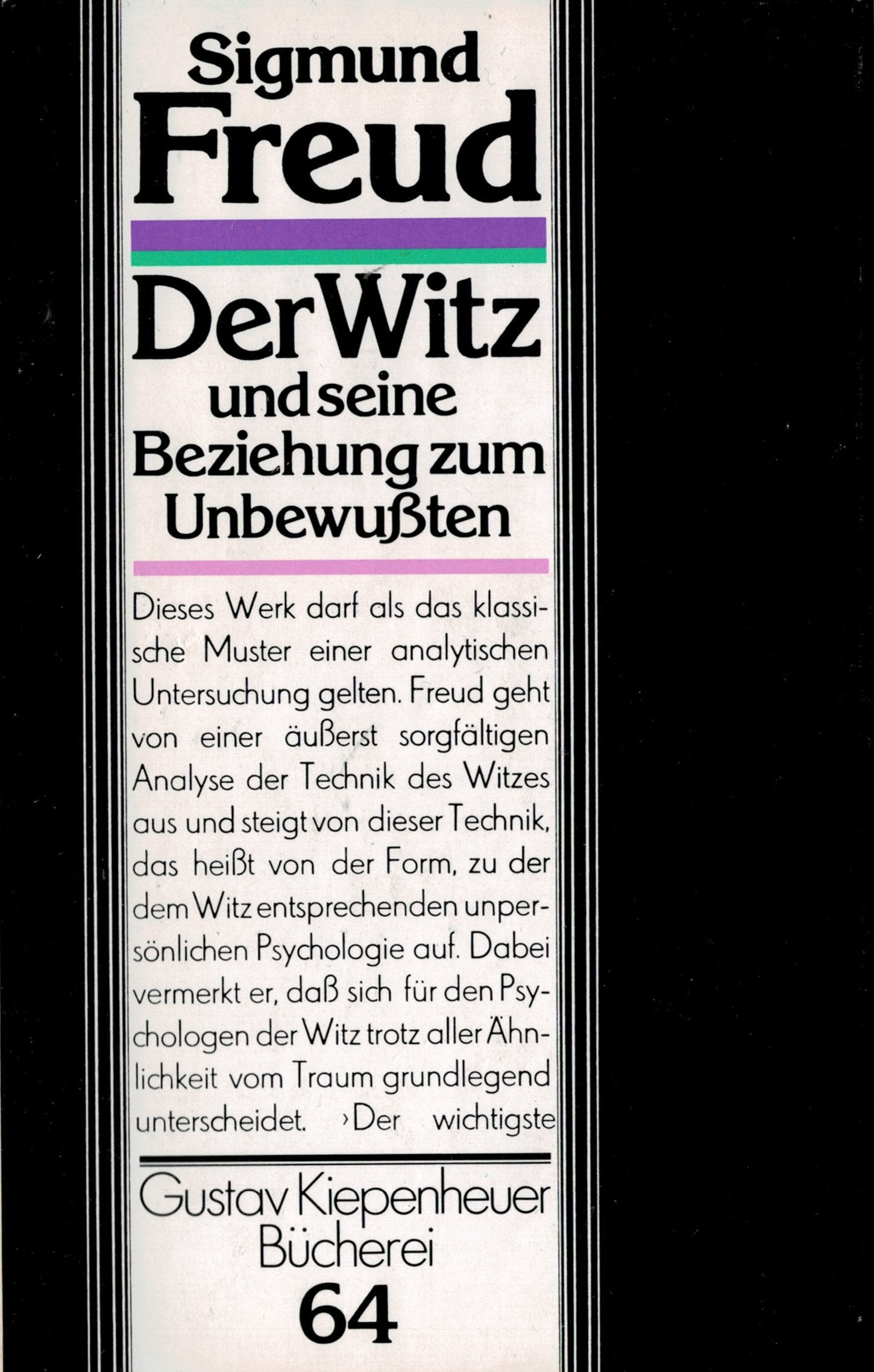 Der Witz und seine Beziehung zum Unbewußten. (Gustav Kiepenheuer Bücherei) Books