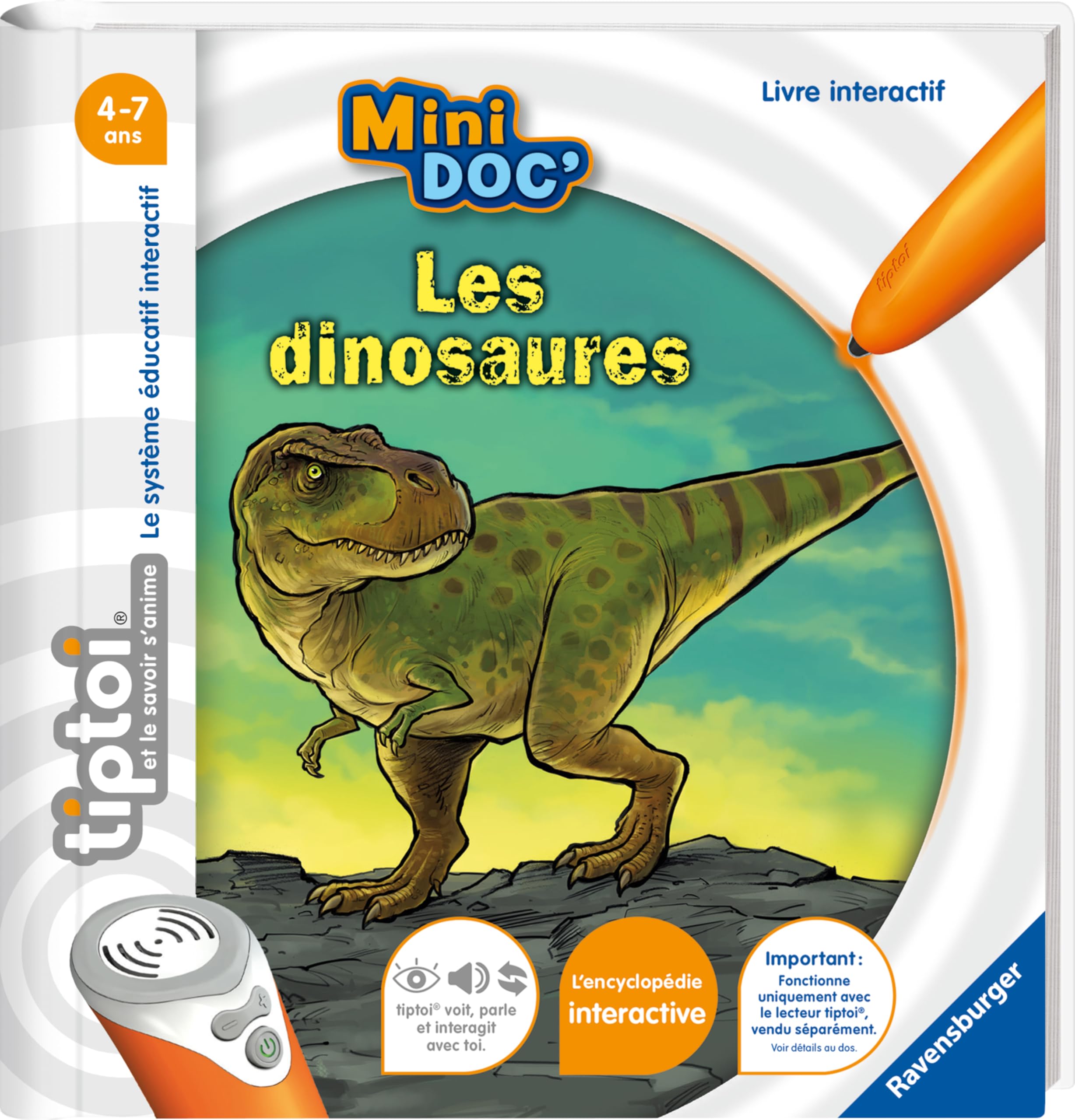 Ravensburger - tiptoi®- Livre interactif - Mini Doc' Les dinosaures - Jeu éducatif électronique, sans écran - A partir de 4 ans - Version française - 13 099 018 book