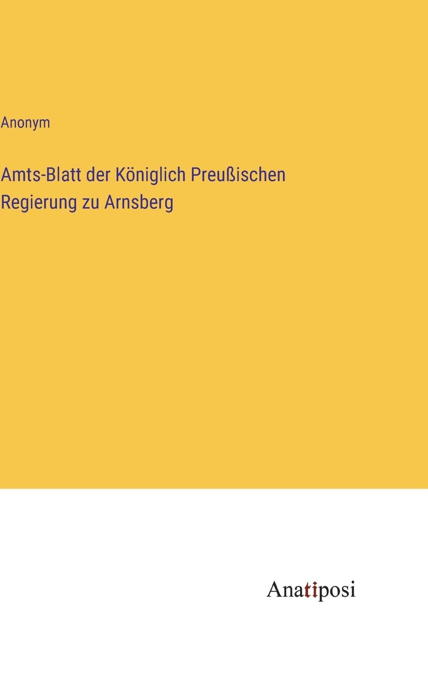 Amts-Blatt der Königlich Preußischen Regierung zu Arnsberg Contemporary literature