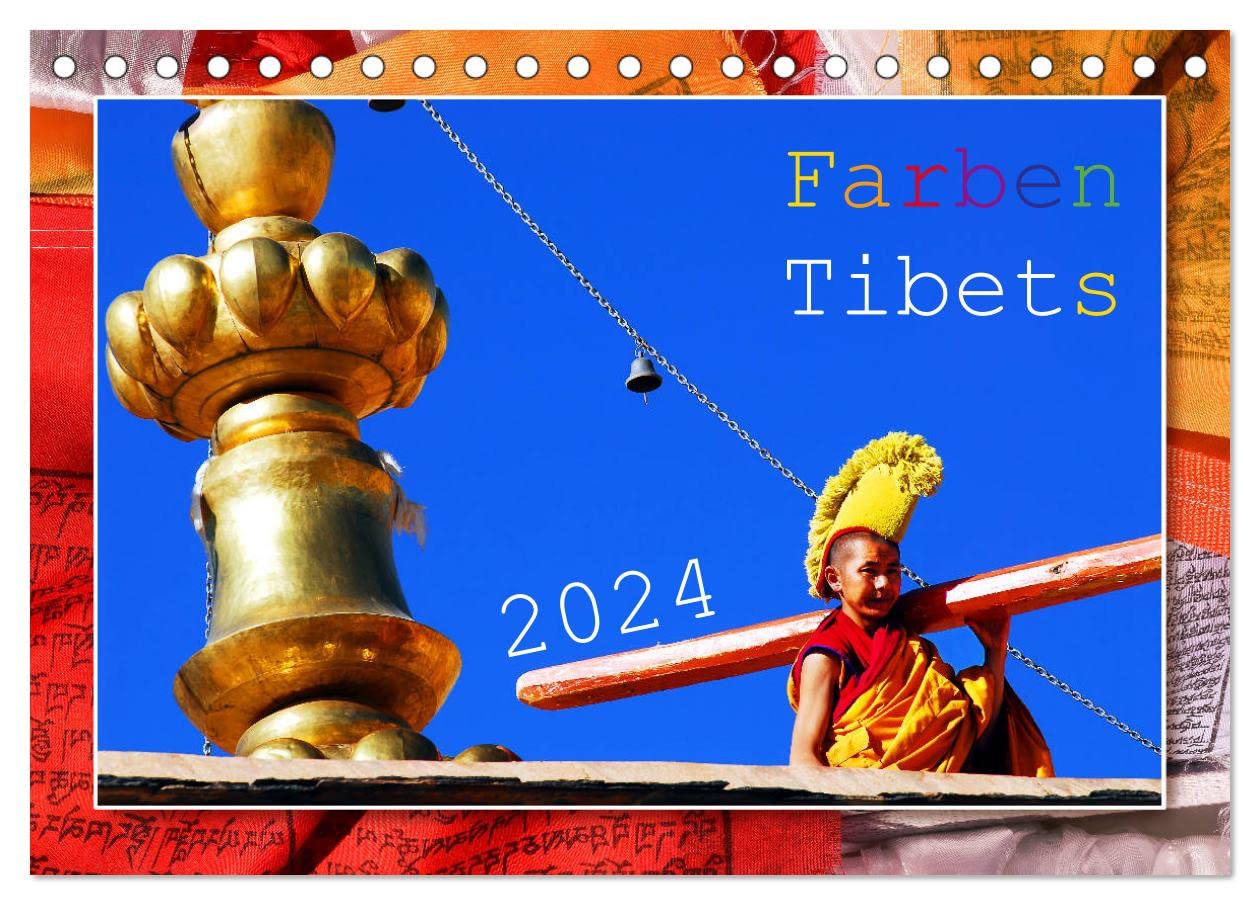 Farben Tibets (Tischkalender 2024 DIN A5 quer), CALVENDO Monatskalender: Tibet-Fotos mit unterstützenden Zitaten (CALVENDO Natur) Leisure, Home & Garden