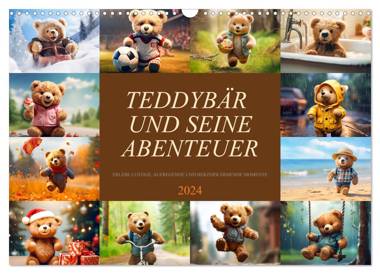Teddybär und seine Abenteuer (Wandkalender 2024 DIN A3 quer), CALVENDO Monatskalender: Freue dich auf ein Jahr voller herzerwärmender Momente und unvergesslicher Erlebnisse. (CALVENDO Kunst) Parents & Children