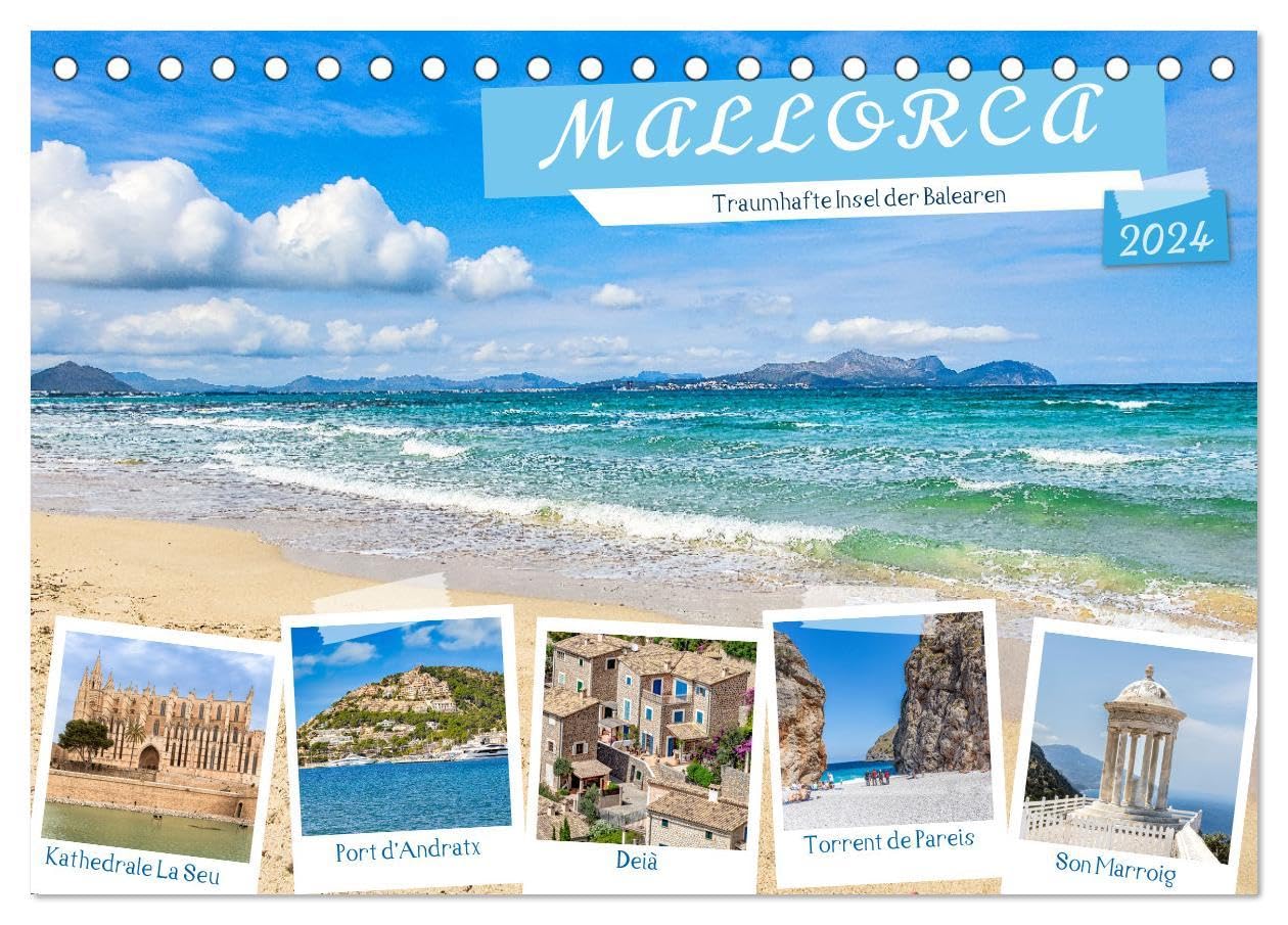 Mallorca - Traumhafte Insel der Balearen (Tischkalender 2024 DIN A5 quer), CALVENDO Monatskalender: Impressionen von der spanischen Trauminsel Mallorca. (CALVENDO Orte) Leisure, Home & Garden