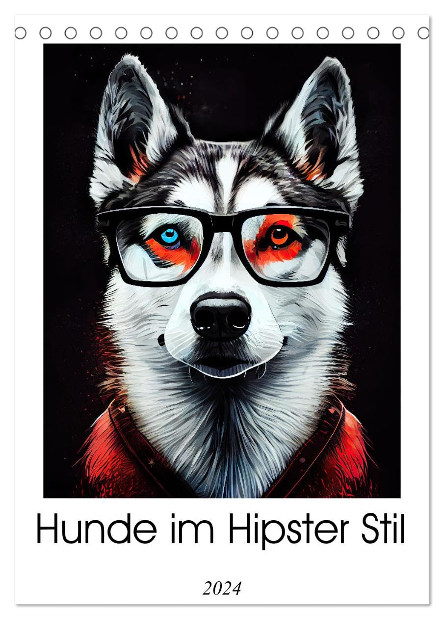 Hunde im Hipster Stil (Tischkalender 2024 DIN A5 hoch), CALVENDO Monatskalender: Der Hunde im Hipster Stil Kalender präsentiert coole und trendige ... und künstlerischer Note. (CALVENDO Tiere) Business & Technology
