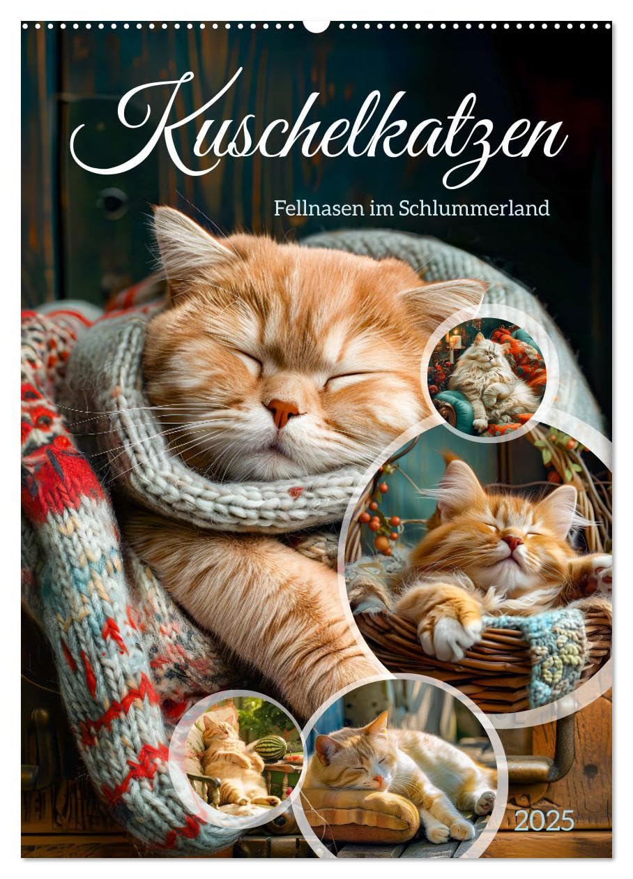 Kuschelkatzen - Fellnasen im Schlummerland (Wandkalender 2025 DIN A2 hoch), CALVENDO Monatskalender: Kuschelkatzen im Traumland: Ein Jahr voller Ruhe und Geborgenheit (CALVENDO Tiere) Social Sciences