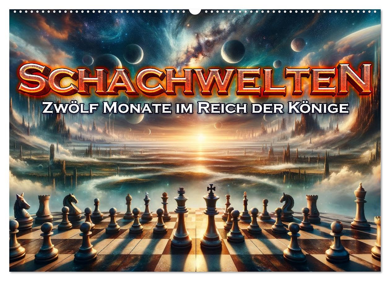 Schachwelten: Zwölf Monate im Reich der Könige (Wandkalender 2025 DIN A2 quer), CALVENDO Monatskalender: Jahresreise durch KI-Schachwelten. (CALVENDO Wissen) Leisure & Fun