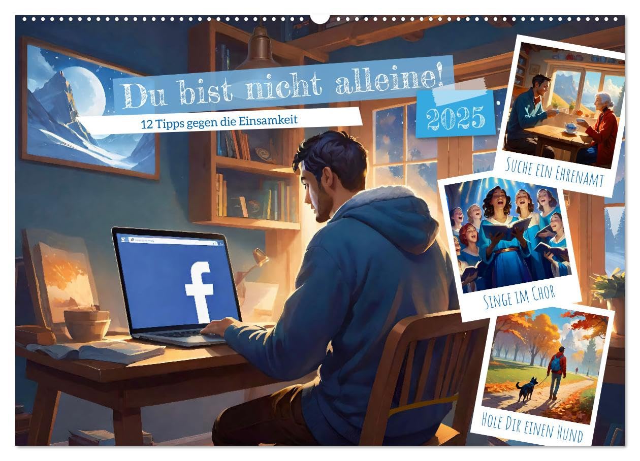 Du bist nicht alleine! (Wandkalender 2025 DIN A2 quer), CALVENDO Monatskalender: Mit Entschlossenheit gegen die Einsamkeit (CALVENDO Menschen) Psychology