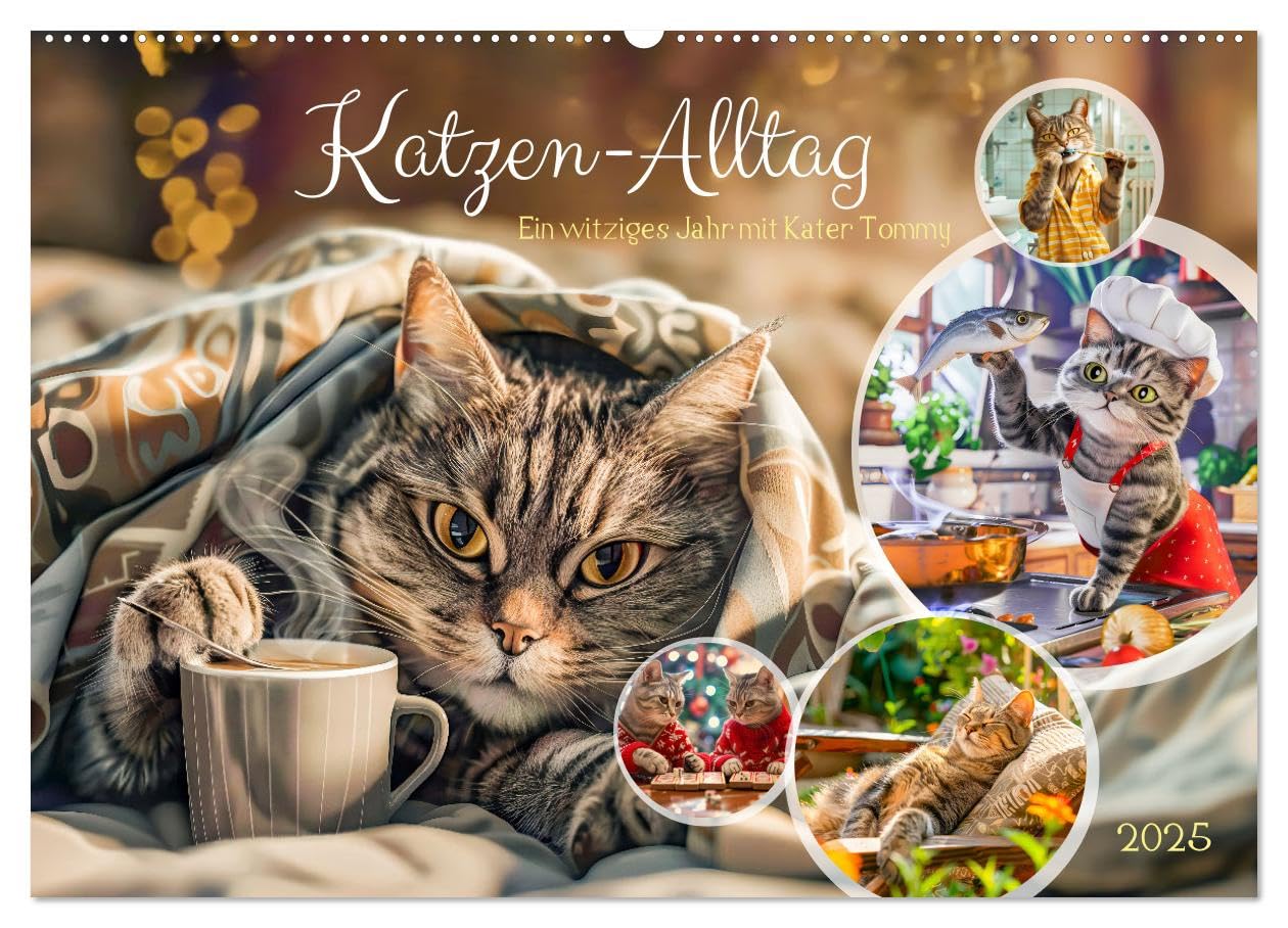 Katzen-Alltag - Ein witziges Jahr mit Kater Tommy (Wandkalender 2025 DIN A2 quer), CALVENDO Monatskalender: Katzenleben - Begleite Kater Tommy durch ... voller neugieriger Abenteuer (CALVENDO Tiere) Social Sciences