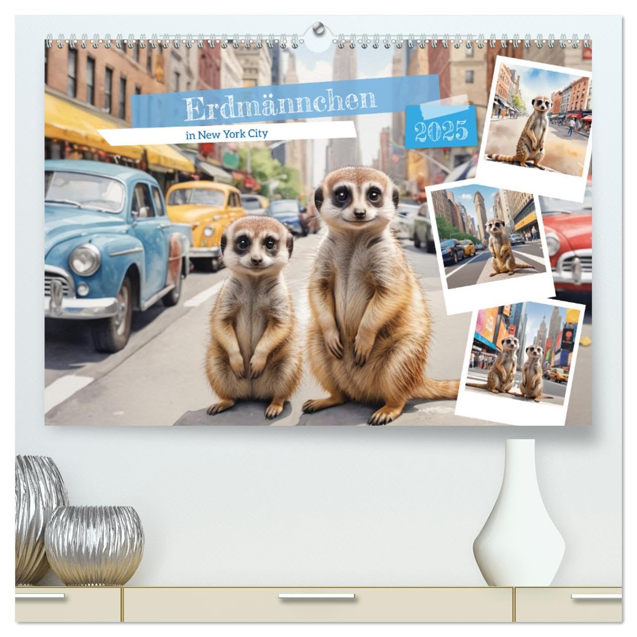 Erdmännchen in New York City (hochwertiger Premium Wandkalender 2025 DIN A2 quer), Kunstdruck in Hochglanz: Die Erdmännchen machen Urlaub in New York (CALVENDO Orte) Natural Sciences