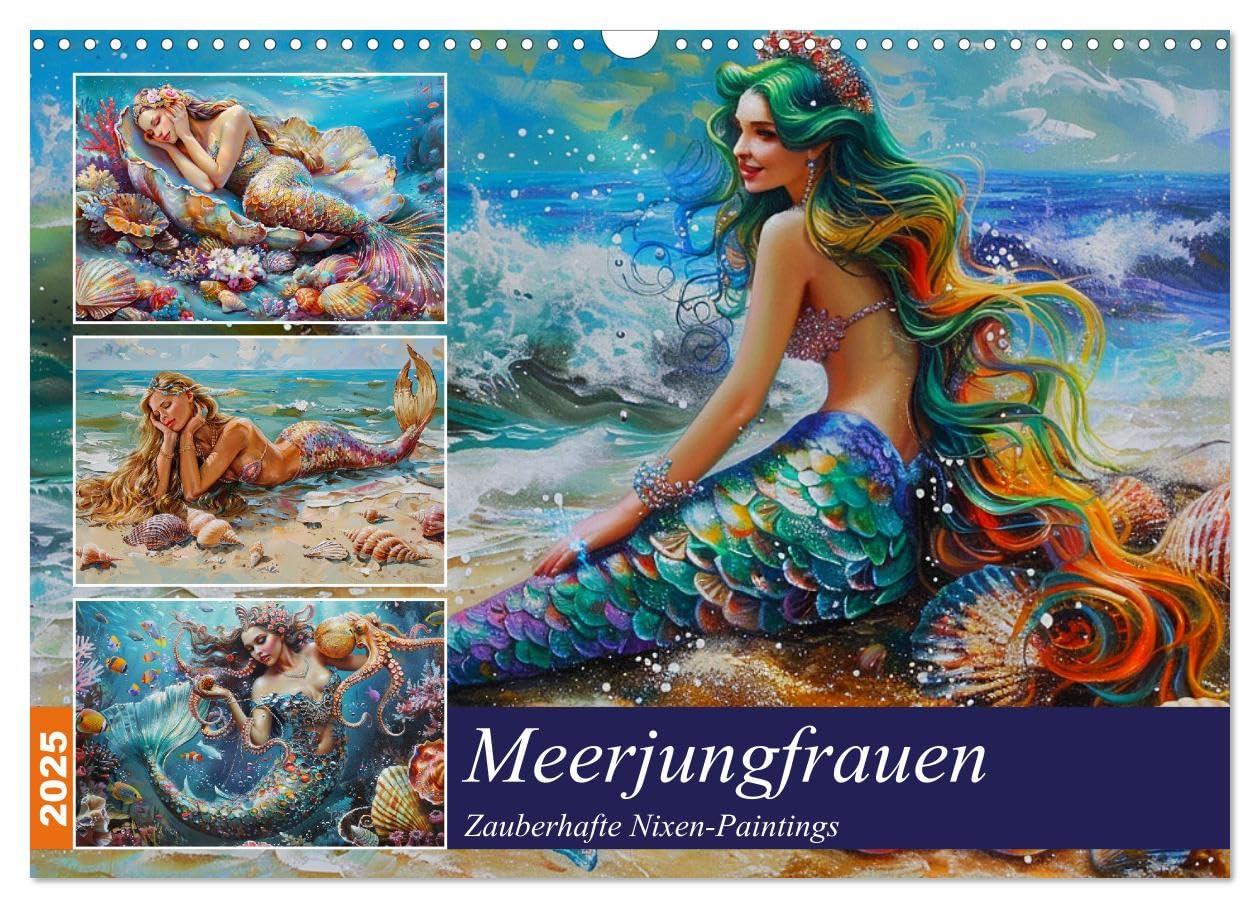 Meerjungfrauen. Zauberhafte Nixen-Paintings (Wandkalender 2025 DIN A3 quer), CALVENDO Monatskalender: Eine Welt voll farbenfroher und verzaubernder Wasserwesen (CALVENDO Kunst) Contemporary literature Books