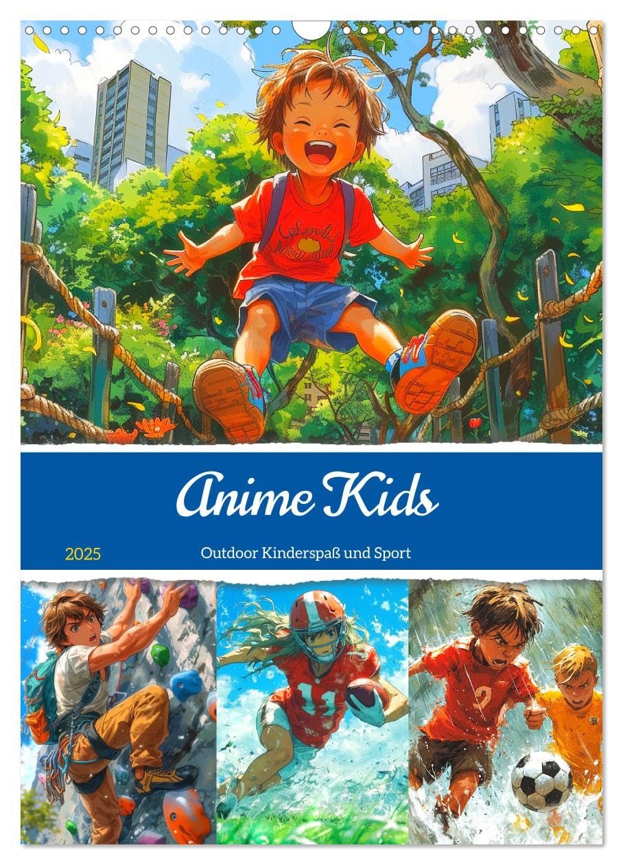 Anime Kids. Outdoor Kinderspaß und Sport (Wandkalender 2025 DIN A3 hoch), CALVENDO Monatskalender: Sportliche Abenteuer voller Spaß und Lebensfreude! (CALVENDO Kunst) Manga