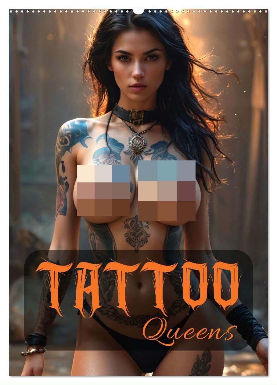 Tattoo Queens (Wandkalender 2025 DIN A2 hoch), CALVENDO Monatskalender: Kunst & Haut: 12 Monate Tattoo-Glanz (CALVENDO Erotik) Calendars