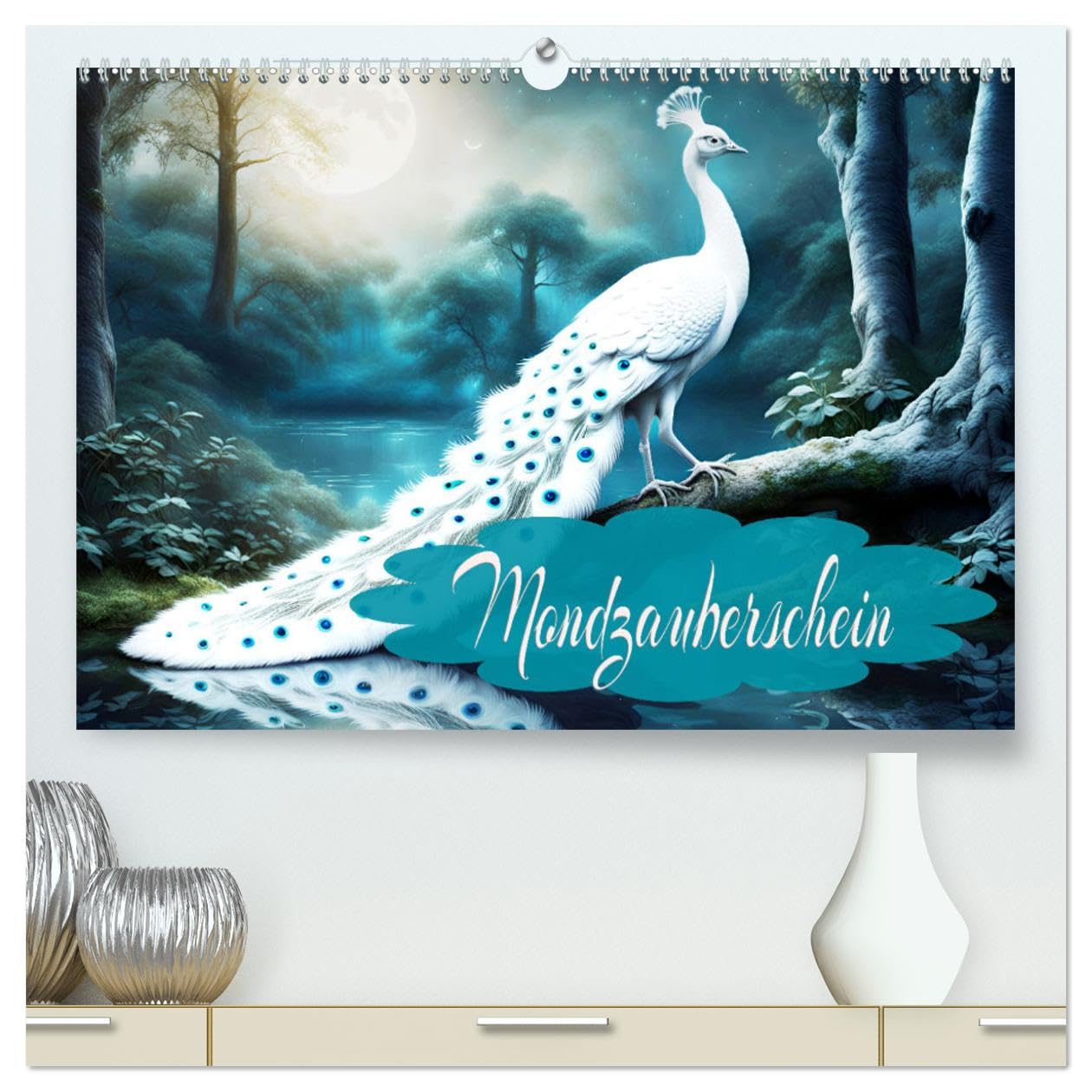 Mondzauberschein (hochwertiger Premium Wandkalender 2025 DIN A2 quer), Kunstdruck in Hochglanz: Ein Jahr Natur und Mondscheins, mit KI erstellt. (CALVENDO Natur) Film, Art & Culture
