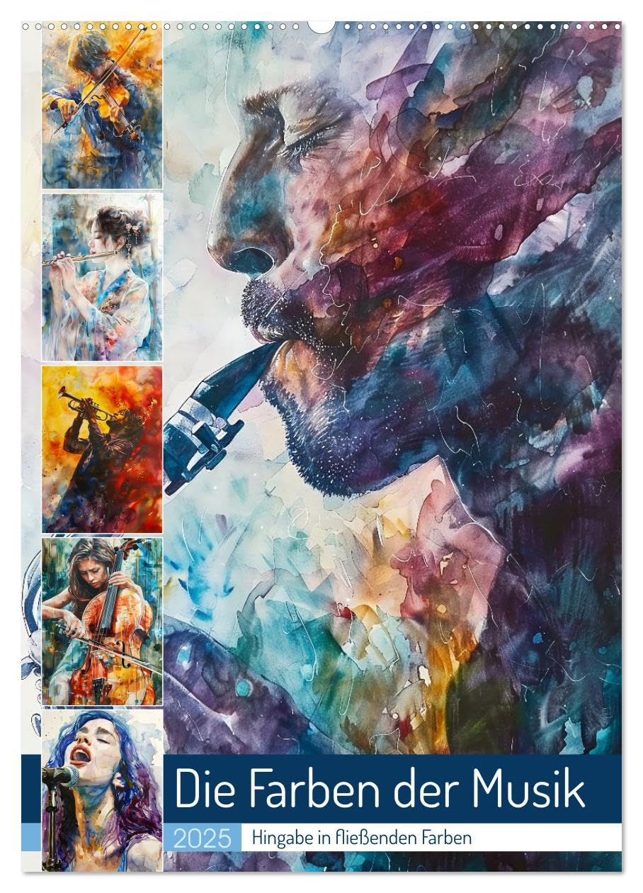 Die Farben der Musik (Wandkalender 2025 DIN A2 hoch), CALVENDO Monatskalender: Hingabe in fließenden Farben (CALVENDO Kunst) Film, Art & Culture